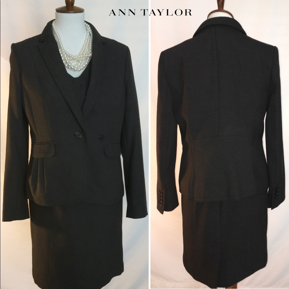 Ann Taylor charcoal shell dress & blazer, lined.